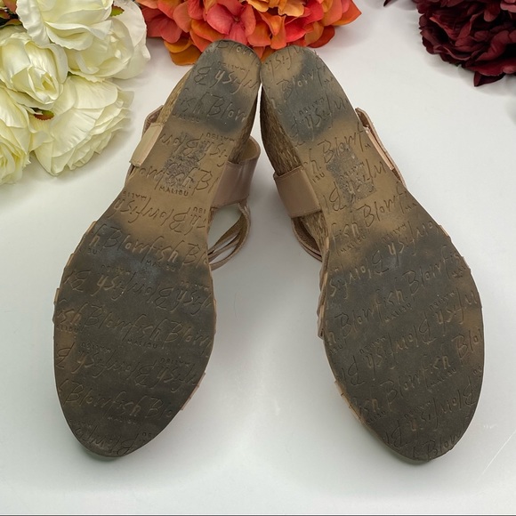 Blowfish Malibu Helm Blush Strappy Wedges 9 1/2 - Picture 15 of 16